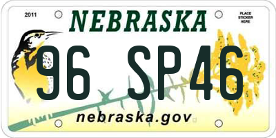 NE license plate 96SP46