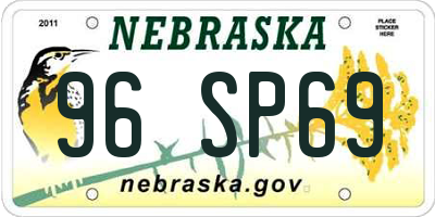 NE license plate 96SP69
