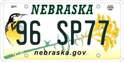 NE license plate 96SP77