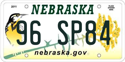 NE license plate 96SP84
