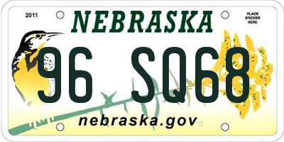 NE license plate 96SQ68