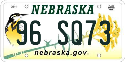 NE license plate 96SQ73