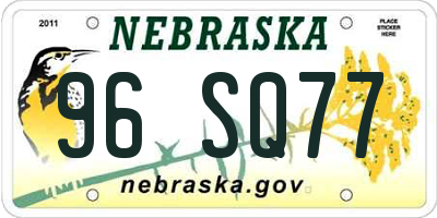 NE license plate 96SQ77