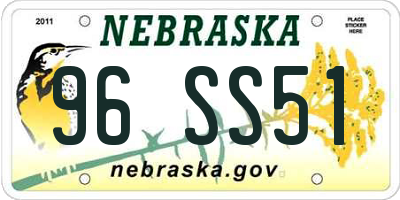 NE license plate 96SS51