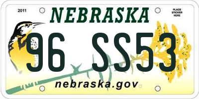 NE license plate 96SS53