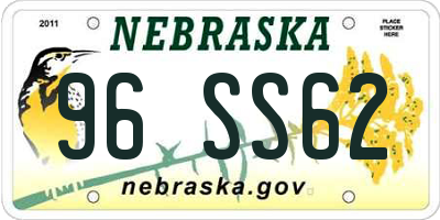 NE license plate 96SS62