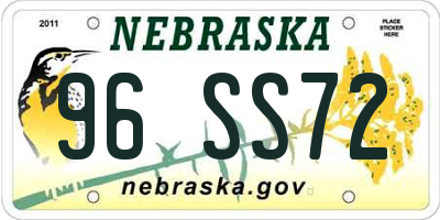 NE license plate 96SS72
