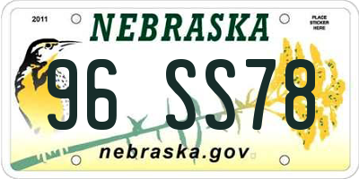 NE license plate 96SS78