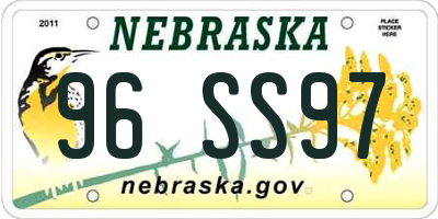 NE license plate 96SS97