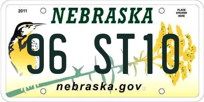 NE license plate 96ST10