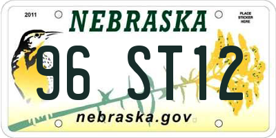 NE license plate 96ST12