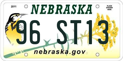NE license plate 96ST13