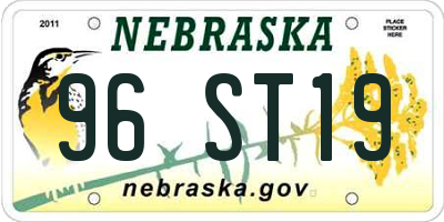 NE license plate 96ST19