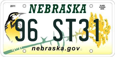 NE license plate 96ST31