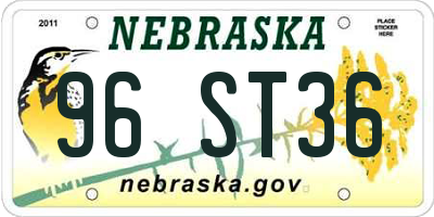 NE license plate 96ST36