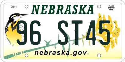 NE license plate 96ST45