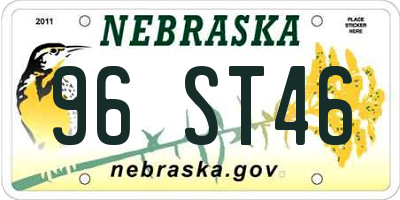 NE license plate 96ST46
