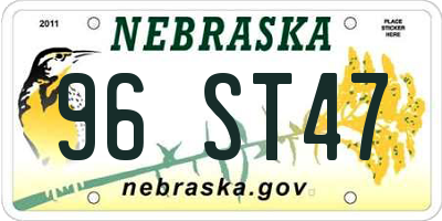 NE license plate 96ST47