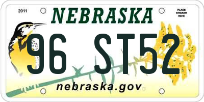 NE license plate 96ST52