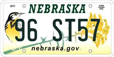 NE license plate 96ST57