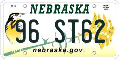 NE license plate 96ST62