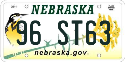 NE license plate 96ST63