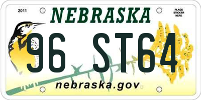 NE license plate 96ST64