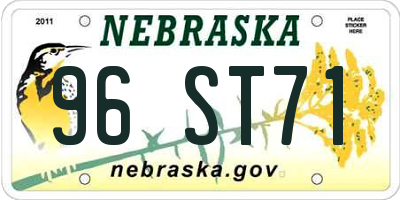 NE license plate 96ST71