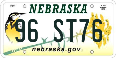 NE license plate 96ST76