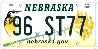 NE license plate 96ST77