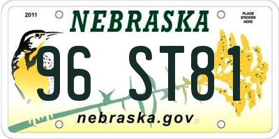 NE license plate 96ST81