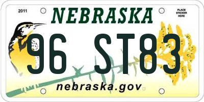 NE license plate 96ST83