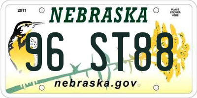 NE license plate 96ST88