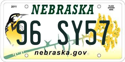 NE license plate 96SY57