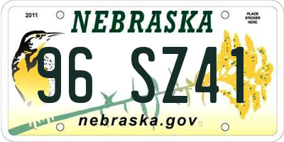 NE license plate 96SZ41
