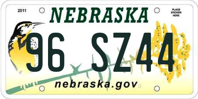 NE license plate 96SZ44