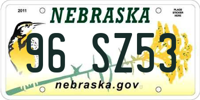 NE license plate 96SZ53