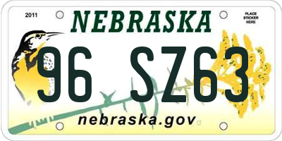 NE license plate 96SZ63