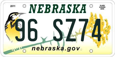 NE license plate 96SZ74