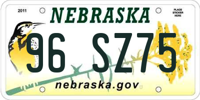 NE license plate 96SZ75