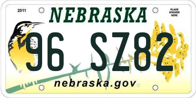 NE license plate 96SZ82