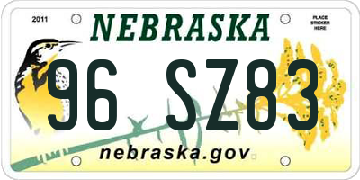 NE license plate 96SZ83