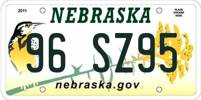 NE license plate 96SZ95