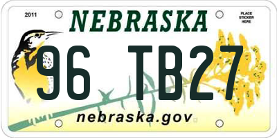 NE license plate 96TB27
