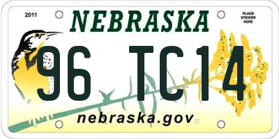 NE license plate 96TC14