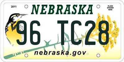 NE license plate 96TC28