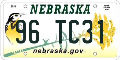 NE license plate 96TC31