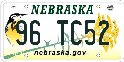 NE license plate 96TC52