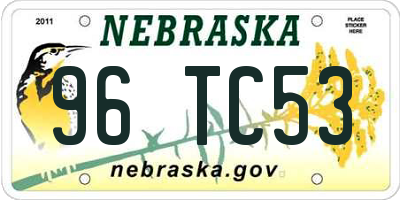 NE license plate 96TC53