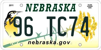NE license plate 96TC74